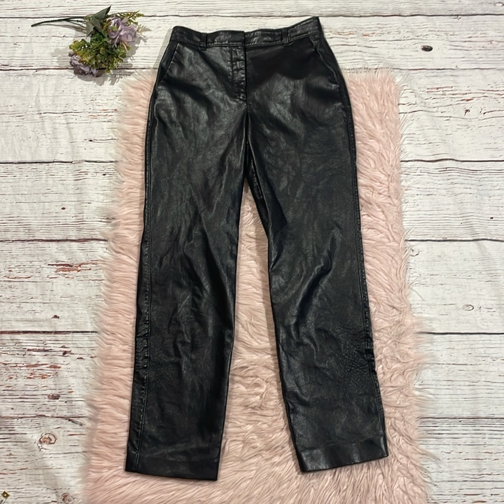 Aritzia Babaton Black Faux Leather Command Ankle High Rise Pant